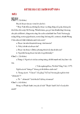 Đề thi học kì i môn Ngữ văn 6 - Đề 7